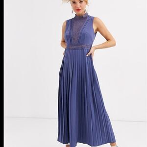 Little Mistress Lace Detail Pleated Maxi Dress | Size 6